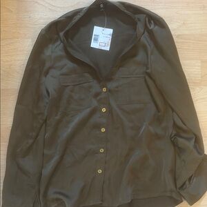 Olive Green Button-Up Women's Top